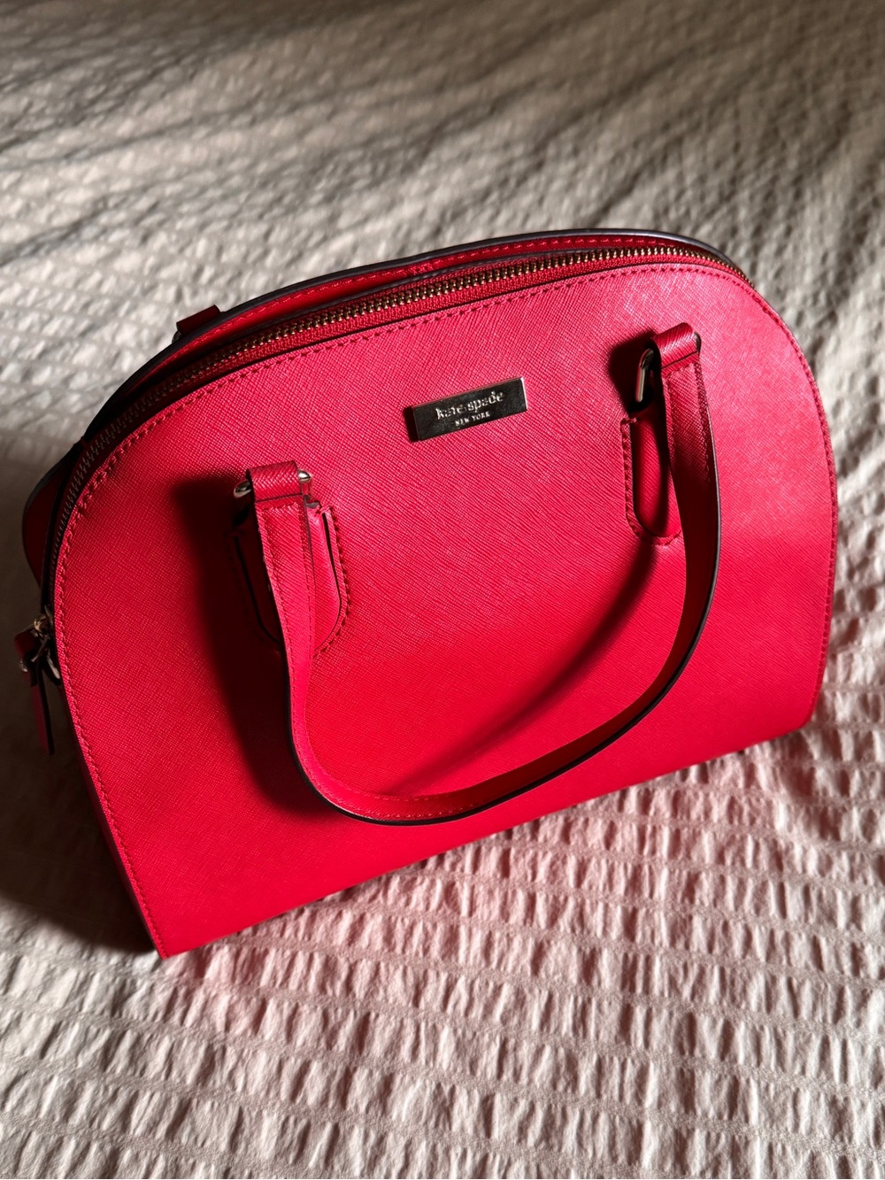 Kate Spade Hot Chili Red Laurel Way Reiley Leather Satchel WKRU5641 Like New 🌶️